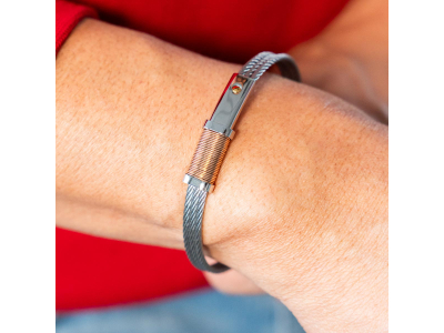 Bracelet acier bicolore rose 23 cm