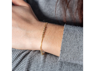 Bracelet or jaune 375 double chaîne motif maille