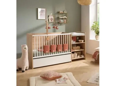 Lit bébé combiné - 120x60cm - Evolutif en 90x190cm