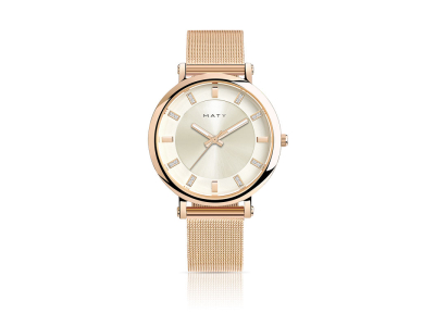 Montre femme acier dorée rose