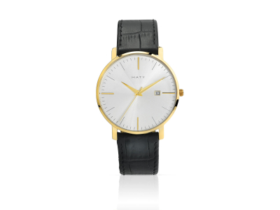 Montre homme dorée bracelet cuir noir