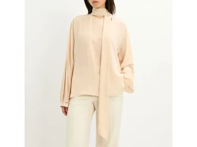 Victoria Beckham Blouse En Soie À Col Écharpe Rose Ballet