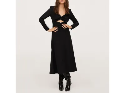 Mango Robe Noire À Découpes
