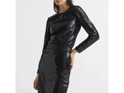 Reiss Top À Paillettes Julianne Noir