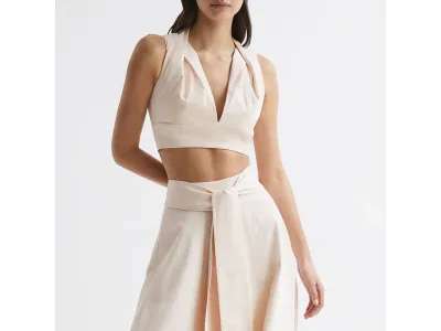 Reiss Top À Épaules Plissées Rose Rebecca