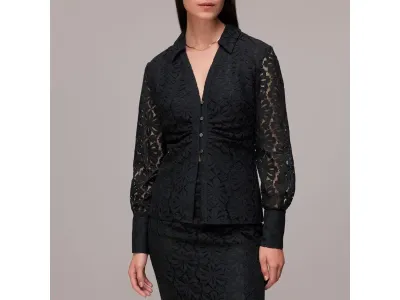 WHISTLES Chemise Noire En Dentelle Amelia