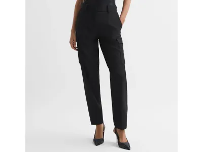 Reiss Pantalon De Combat En Laine Mélangée, Noir Et Violet