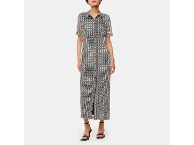 WHISTLES Robe Chemise En Maille À Carreaux Noirs
