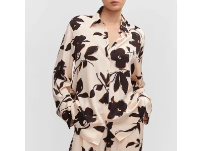 Mango Chemise Imprimée En Satin Crème