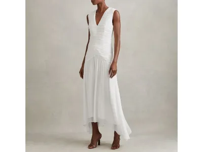 Reiss Robe Bodycon À Fronces En Saffy Blanc