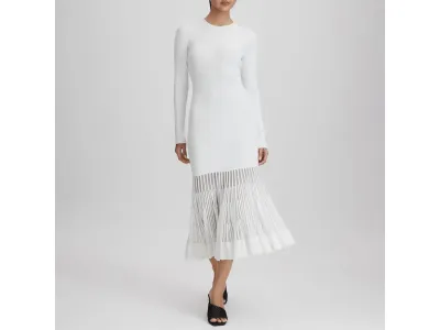 Reiss Robe À Plis Transparents Tasmin Crème