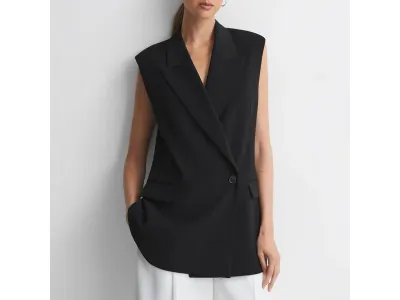 Reiss Gilet Long Thea Noir