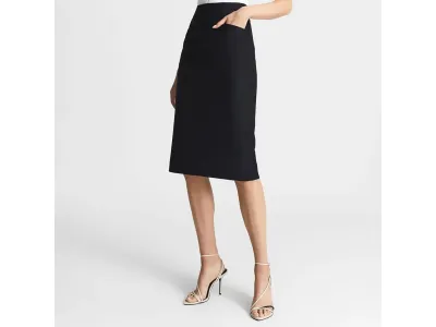 Reiss Jupe Crayon En Laine Mélangée Haisley Navy