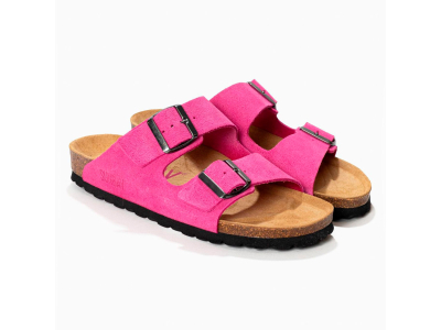Bayton Sandales Trefle - cuir retourné - fuchsia