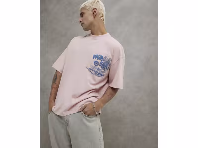 T-shirt rose oversize à poche Nagasaki
