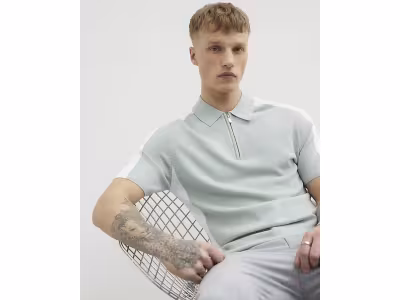 Polo vert slim fit à blocs de couleurs