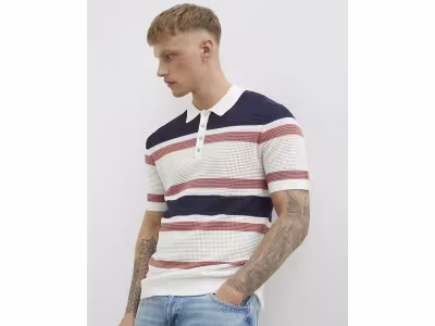 Polo à rayures en maille multicolore