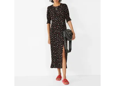hush Robe Midi Rianna Tea Noir/Multi