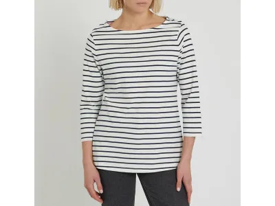 Crew Clothing Blanc/Noir Cassie Breton Top
