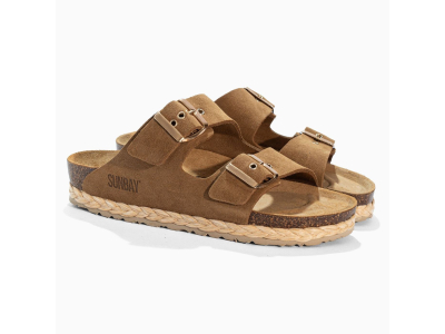   Bayton Sandales Trefle - cuir retourné - camel