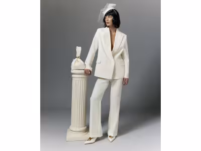 Pantalon évasé slim crème