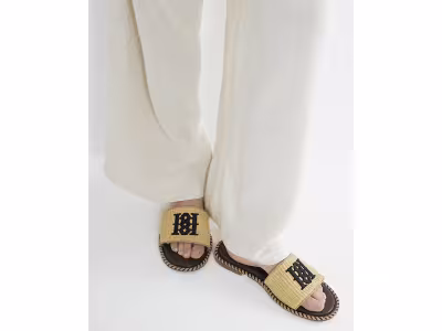 Sandales plates en raphia marron
