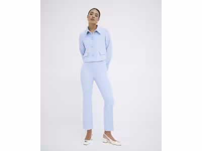 Pantalon évasé court bleu