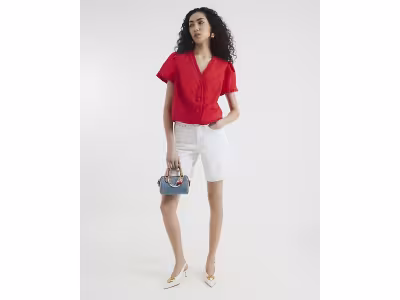 Bermuda long en denim blanc