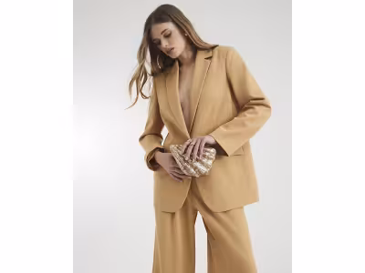 Blazer marron surdimensionné et décontracté