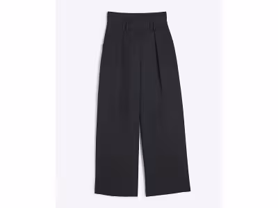 Pantalon large taille haute noir