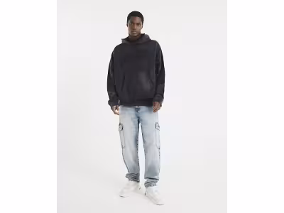 Jean cargo décontracté en denim bleu
