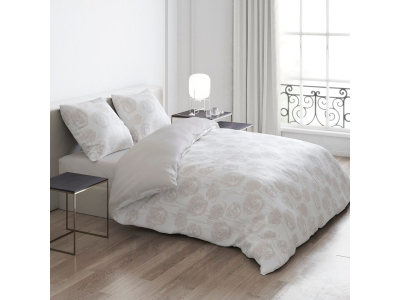 Housse de couette + taie(s) Lace - satin de coton - taupe