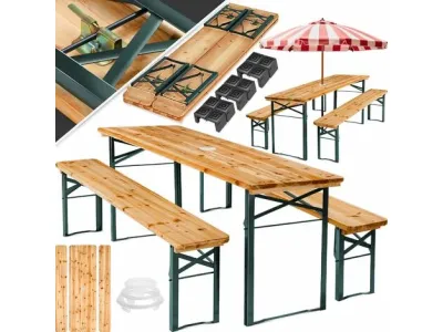 ensemble de tables et bancs pour fête 3 pièces, pliable