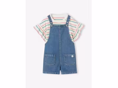 Ensemble t-shirt + salopette en jean fille