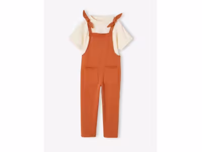 Ensemble t-shirt + salopette en molleton fille 