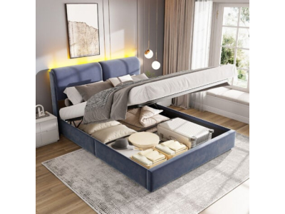 Lit coffre 140x200 cm avec éclairage LED