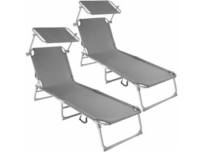Lot de 2 Chaise Longue Bain de Soleil 