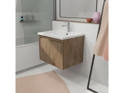 meuble de salle de bains 60cm   2 portes - vasque blanche 