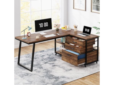 Bureau d'ordinateur en forme de L