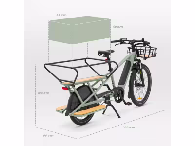 Vélo cargo électrique longtail chargement arrière R500E vert clair