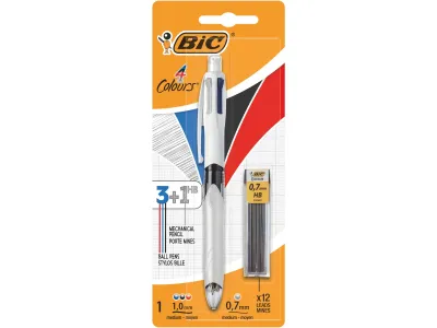 Stylo à bille 4 couleurs multifonction + leads BIC