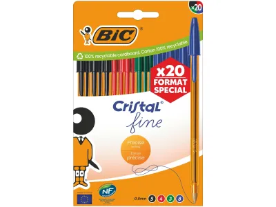 Stylo bille Cristal Multicouleurs 1,6mm Assortis BIC