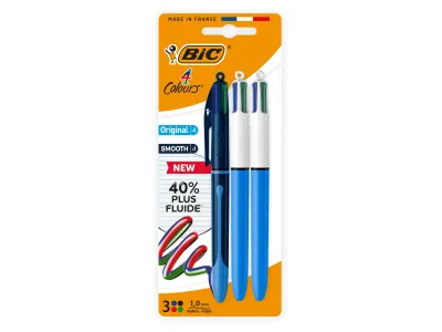 Stylo à bille 4 colours Original & Smooth BIC Stylo à bille 4 colours Original & Smooth BIC le lot de 3 stylos