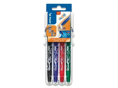 Stylo moyen Frixion ball noir bleu rouge vert x4 PILOT