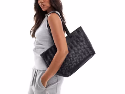  Tote bag tressé oversize - Noir
