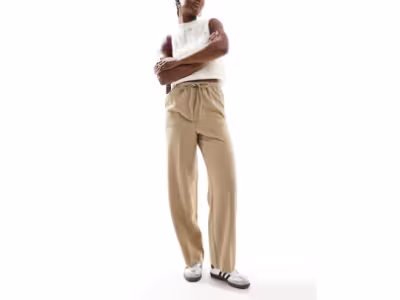  Pantalon de tailleur rayé à enfiler - Taupe