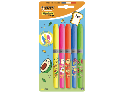 Surligneur Grip Décor Kawaï Fluo - Le lot de 5 BIC