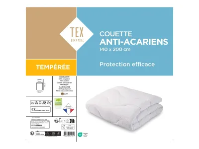 Couette Tempérée Anti-acariens 140x200cm TEX HOME