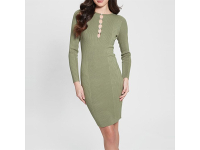 Robe Melissa - coupe moulante - ornée de strass - vert