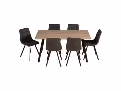 Table+ 6 chaises SAVINA 2 imitation chêne